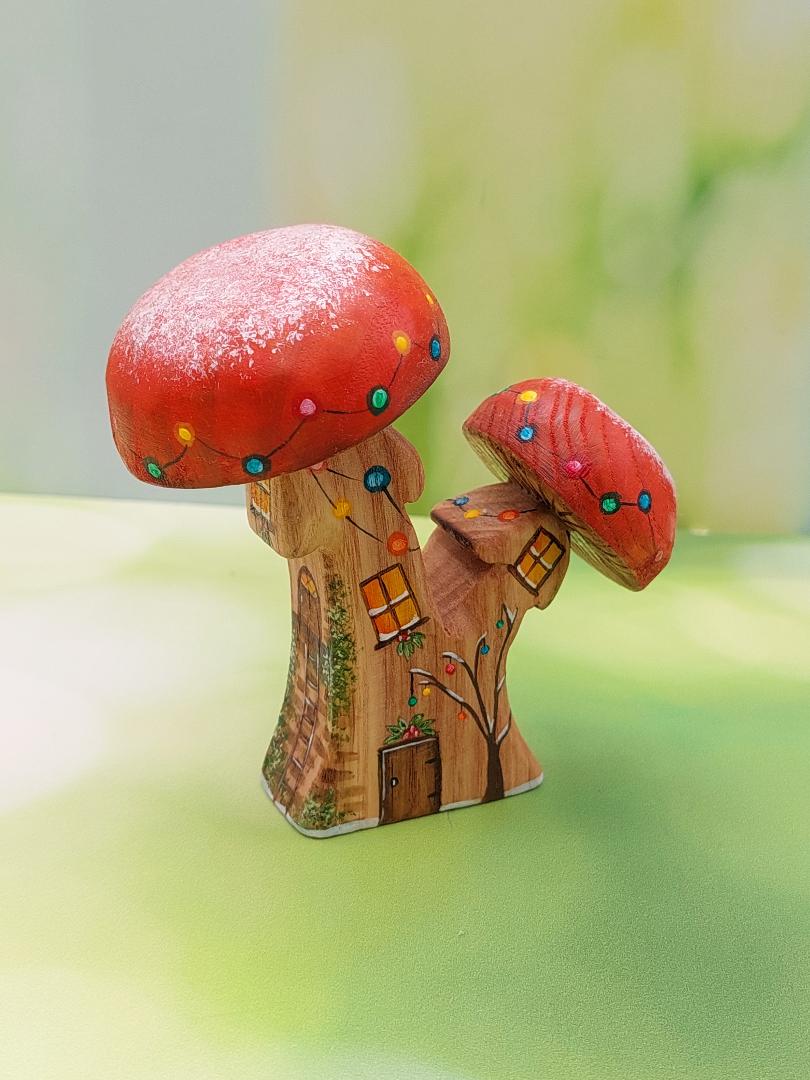 Christmas Miniature Mushroom Houses (Double Stem)