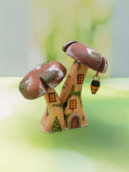 Christmas Miniature Mushroom Houses (Double Stem)