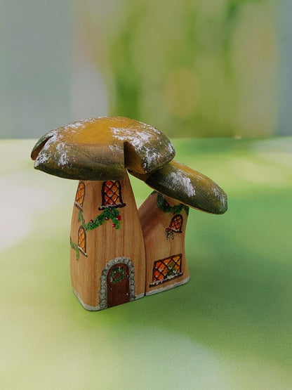 Christmas Miniature Mushroom Houses (Double Stem)