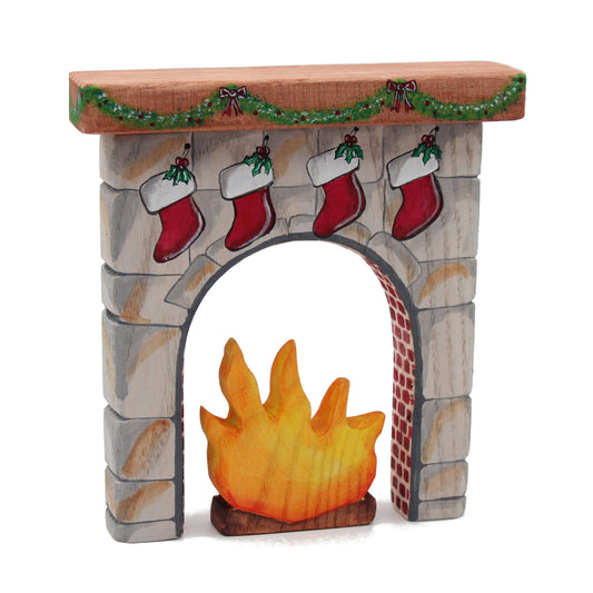 Christmas Fireplace with Stockings