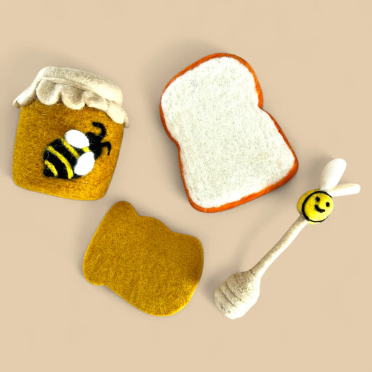 Honey Pot & Dipper with Toast (Set of 4)
