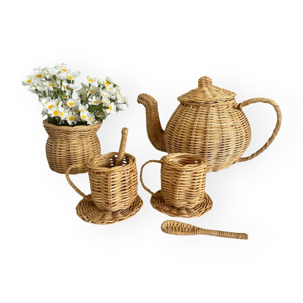 Rattan Tea Set (Set of 8)