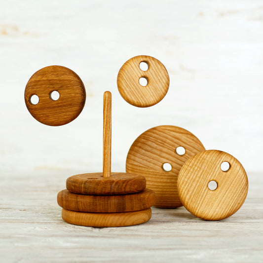 Stacking toy with 2 centers