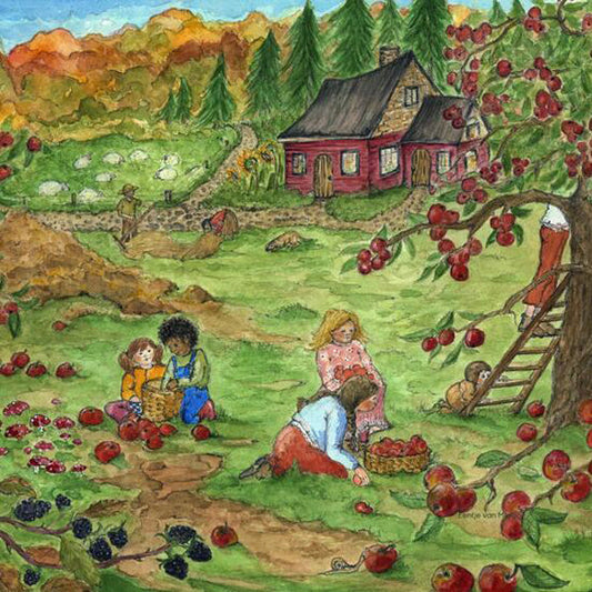 Red Cottage Autumn by Eentje Van Margo